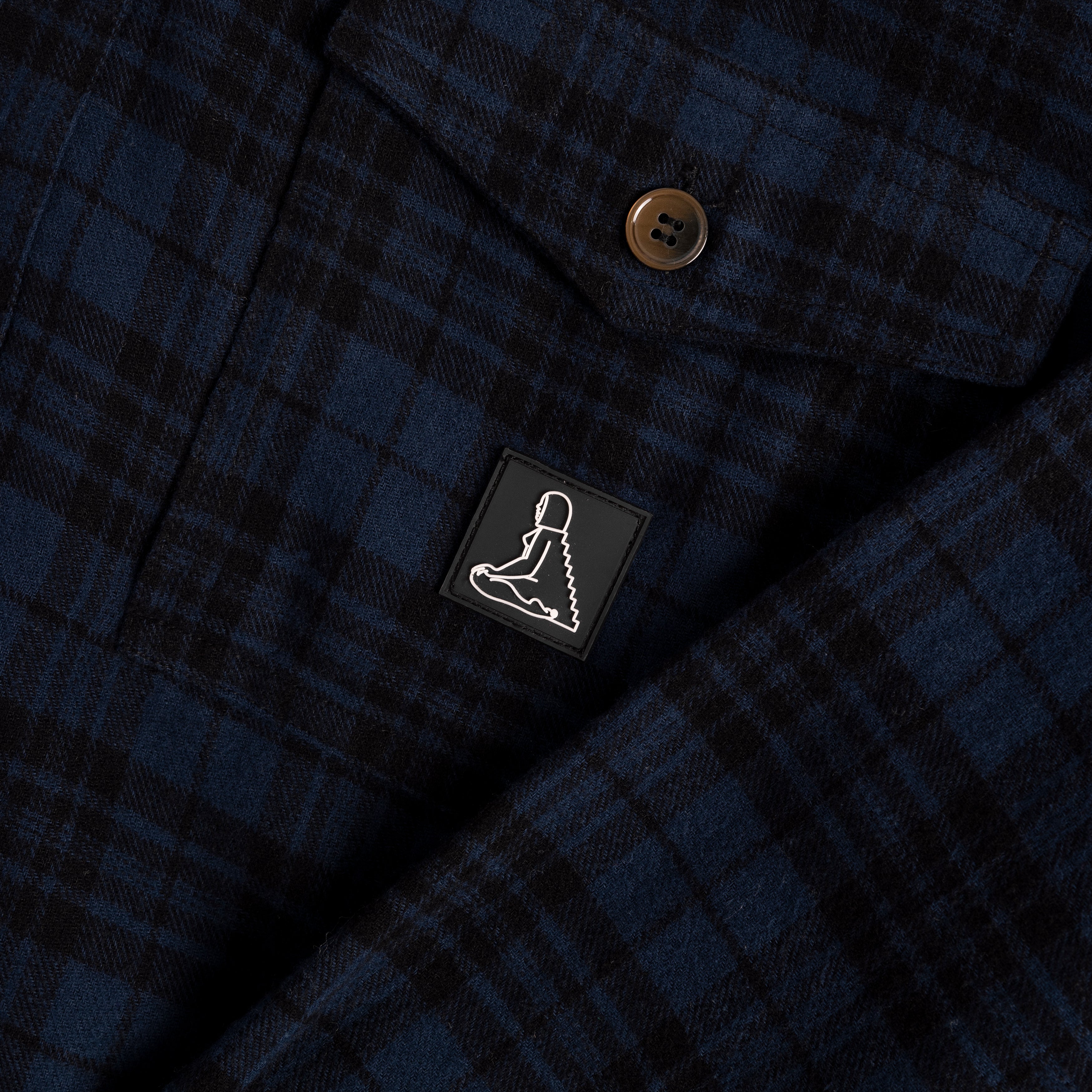 Leisure flannel check shirt - Navy
